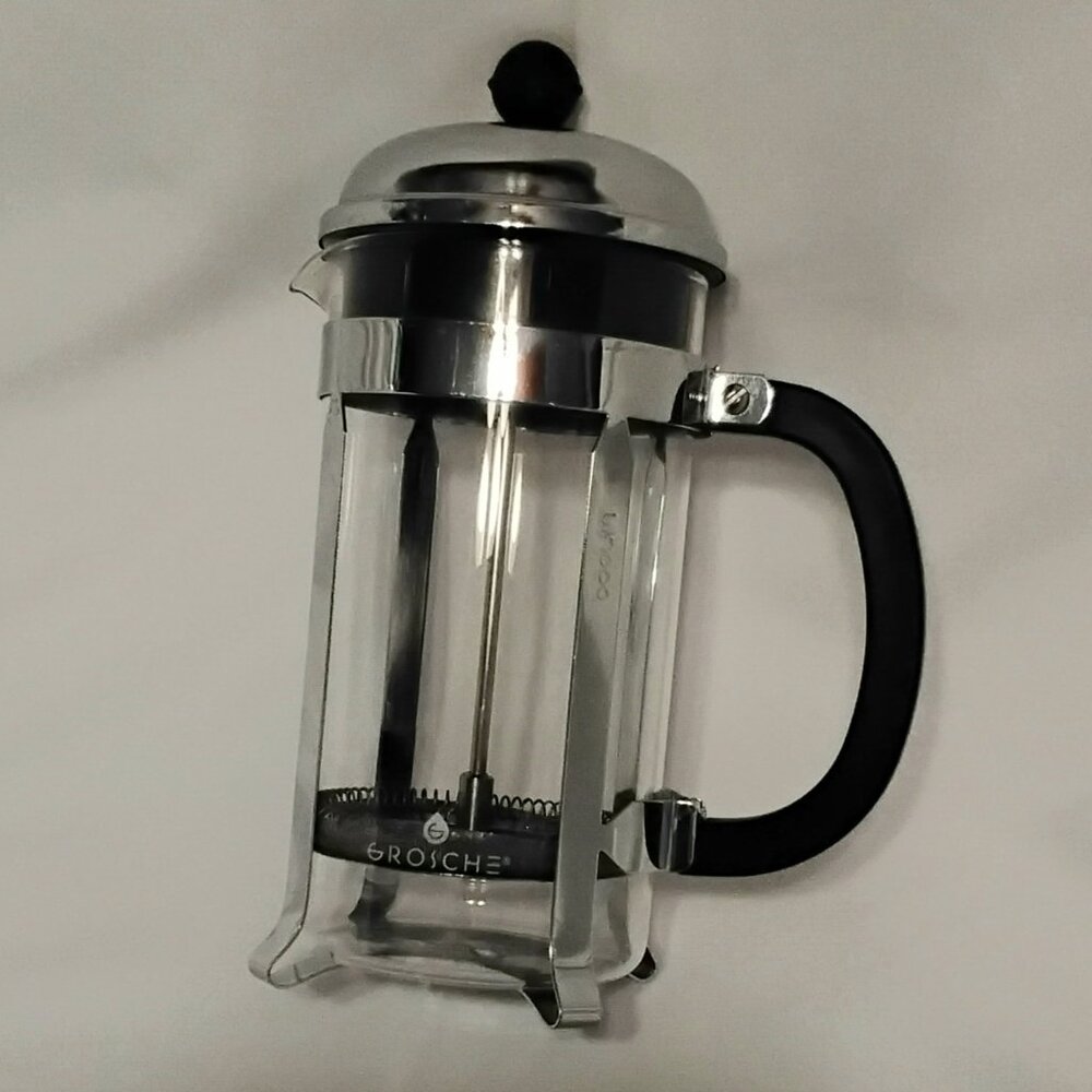 Bodum French Press Coffee Maker w/Grosche Glass Carafe 1L Chrome Frame SS Plunge